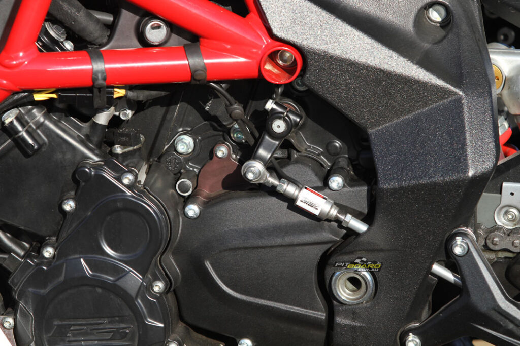 Two-way quickshifter, compact DOHC 12-valve inline triple makes 133hp with the kit fitted.