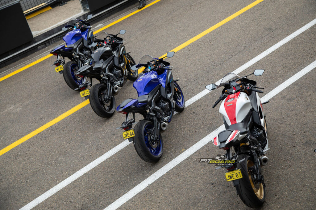 Yamaha welcomed us to the track with the range of YZF-R7's in all the colour schemes they'll be available in for 2022.