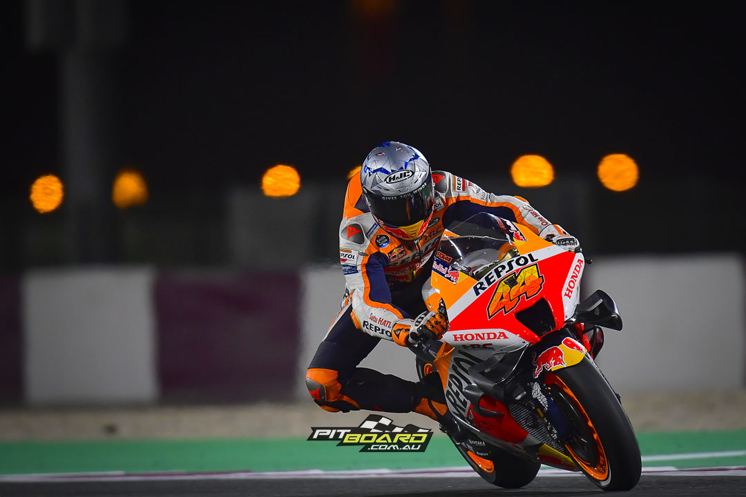 Pol Esparago showed teammate Marc Marquez that he means buiness this year, leading most of the race. 