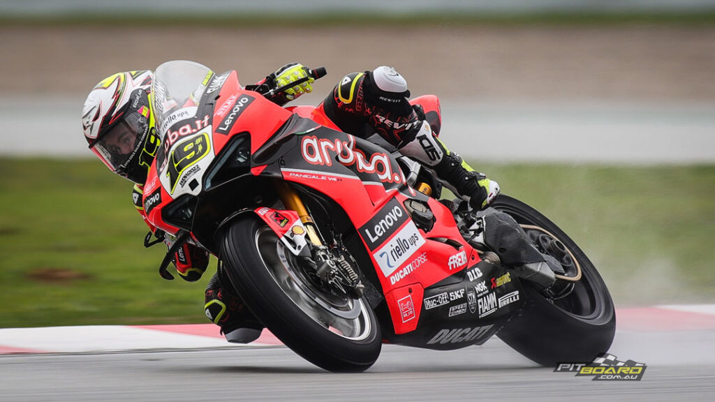 Alvaro Bautista (Aruba.it Racing – Ducati) put his Panigale V4 R machine into second place as the team looked to focus on a modified swingarm compared to the one seen at Portimao.