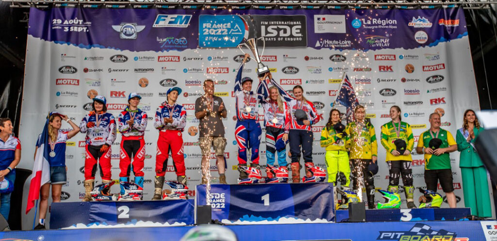 Australia’s Junior and Women’s ISDE teams both stood on the podium at the end of the Six Day International off road event with a third-place finish respectively.