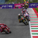 Bagnaia, Marc Marquez, Martin, Luca Marini, Bezzecchi, and Miller was the order the first time across the line.