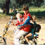 Pete and brother Mitchell hitch a ride with Dad in the early 1980s.